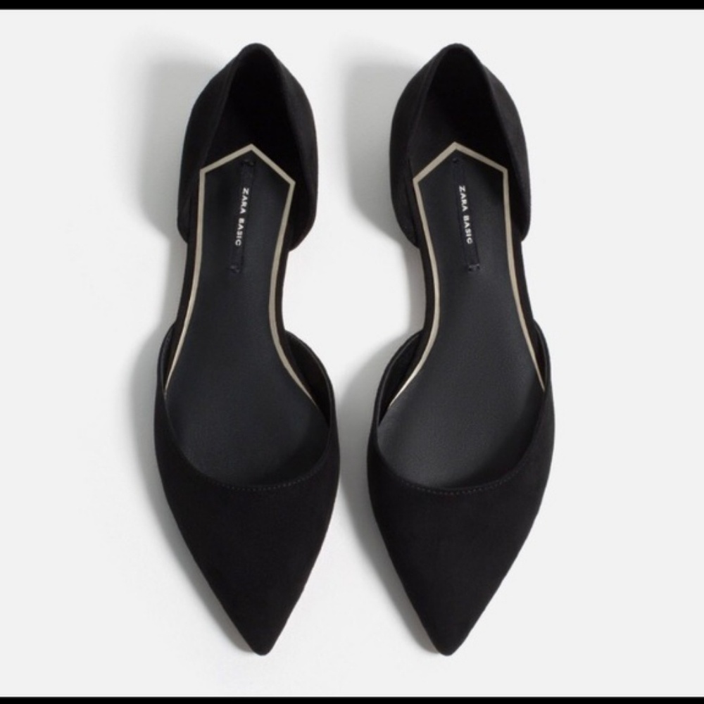 Black Pointed Zara Dorsay Flat